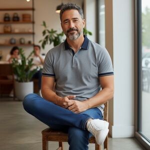 Ted Baker London Gray Polo Shirt with Black Accents Size Large